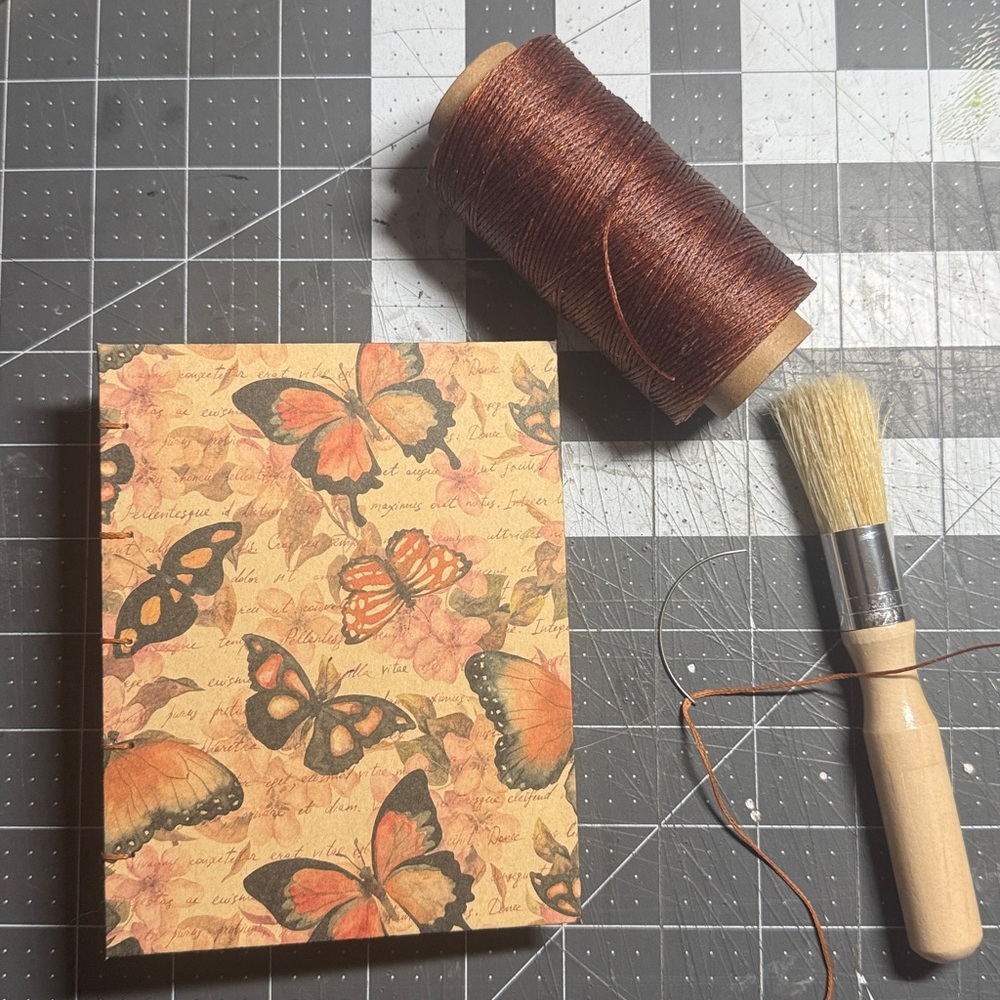 Handmade Coptic Bound Blank Journal with Botanical Design